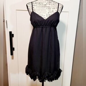 Charlotte Russe Y2K Mini Babydoll Dress Ruffle Hem Sz M Black Grunge Coquette